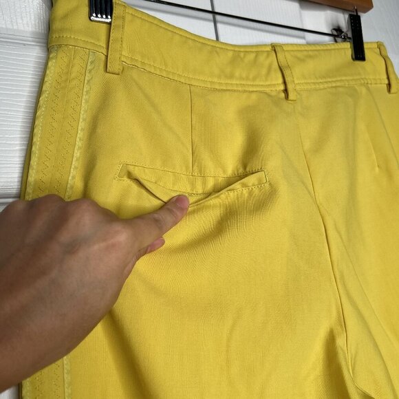Rochas Orson Yellow Japanese Wool Cuffed Pants Women's Size IT 40 - Picture 8 of 11